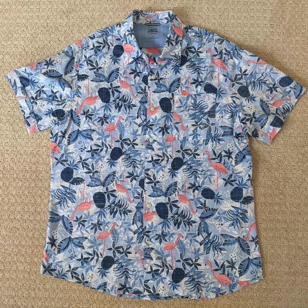 Men's Izod Button Up w/Pocket Hawaiian Shirt (A250)